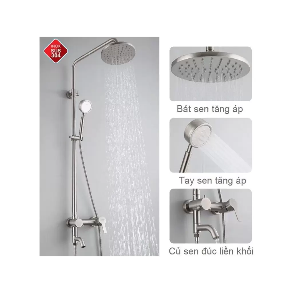 SEN CÂY TẮM ĐỨNG VÒI NÓNG LẠNH PROTASA PT106 CAO CẤP SUS INOX304