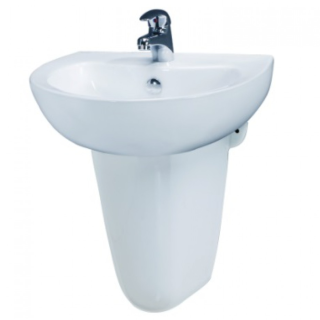 CHẬU LAVABO TREO TƯỜNG CAESAR CHÂN NGẮN L2150/P2441