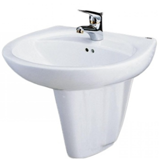 CHẬU RỬA LAVABO TREO TƯỜNG CAESAR KÈM CHÂN NGẮN L2220/P2436