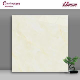 Gạch lát nền 60x60 Men Bóng Kính Vân Mây Vàng Catalan 6303