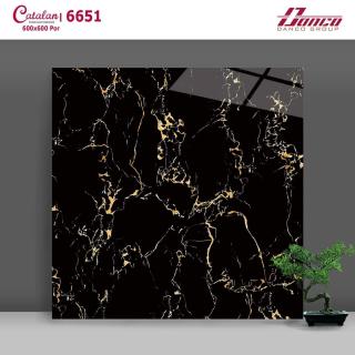 Gạch Lát Nền - Ốp Mặt Tiền 60x60 Đen Vân Cam Catalan 6651