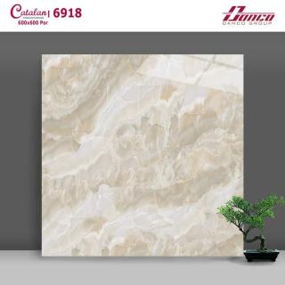 Gạch Lát Nền 60x60 Bóng Kính Vàng Vân Đá Catalan 6918
