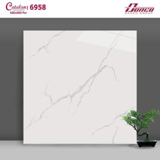 Gạch Lát Nền 60x60 Bóng Kính Trắng Vân Khói Catalan 6958