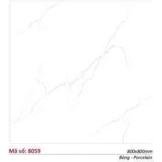 Gạch Catalan 80x80 Lát Nền Bóng Kính Trắng Vân Khói 8059