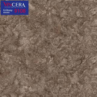 Gạch Vitto 80x80 Đá Bóng Kính Vân Đá Nâu Đậm 9108