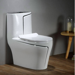 BỒN CẦU TRẮNG VIỀN ĐEN CỔ ĐIỂN C-117D MỘT KHỐI