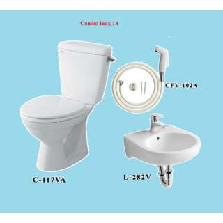 COMBO BỒN CẦU INAX C-117VA + LAVABO L-282V+ VÒI XỊT CFV-102A