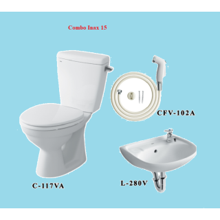 COMBO BỒN CẦU INAX C-117VA + LAVABO L-280V + VÒI XỊT CFV-102A