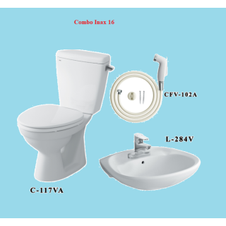 COMBO BỒN CẦU INAX C-117VA + LAVABO L-284V+ VÒI XỊT CFV-102A