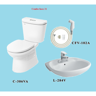 COMBO BỒN CẦU INAX C-306VA + LAVABO L-284V+ VÒI XỊT CFV-102A
