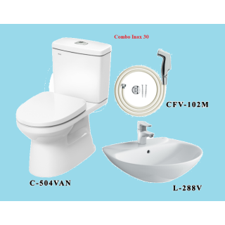 COMBO BỒN CẦU INAX C-504VA + LAVABO L-288V + VÒI XỊT CFV-102M