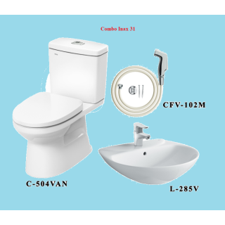 COMBO BỒN CẦU INAX C-504VA + LAVABO L-285V + VÒI XỊT CFV-102M