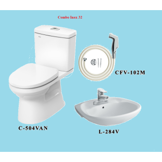 COMBO BỒN CẦU INAX C-504VA + LAVABO L-284V + VÒI XỊT CFV-102M