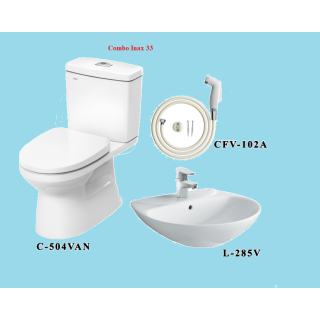 COMBO BỒN CẦU INAX C-504VA + LAVABO L-285V + VÒI XỊT CFV-102A