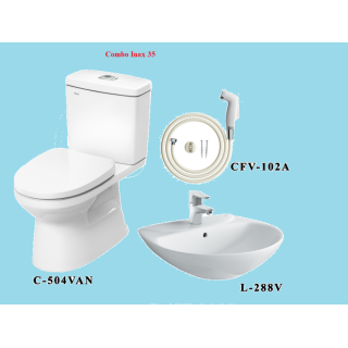 COMBO BỒN CẦU INAX C-504VA + LAVABO L-288V + VÒI XỊT CFV-102A