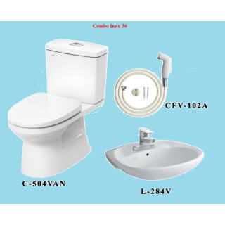 COMBO BỒN CẦU INAX C-504VA + LAVABO L-284V + VÒI XỊT CFV-102A