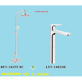 COMBO INAX SEN CÂY BFV-3415-8C + VÒI LAVABO LFV-1402SH