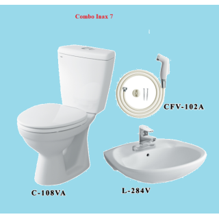 COMBO BỒN CẦU INAX C-108VA + LAVABO L-284V+ VÒI XỊT CFV-102A