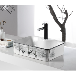 CHẬU RỬA LAVABO ĐẶT BÀN C12A HÌNH CHỮ NHẬT CON HƯƠU