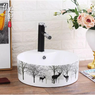 CHẬU RỬA LAVABO ĐẶT BÀN L15A HÌNH TRÒN CON HƯƠU