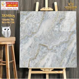 GẠCH LÁT NỀN - ỐP MẶT TIỀN 80X80 KHẮC KIM VÀNG SKM805