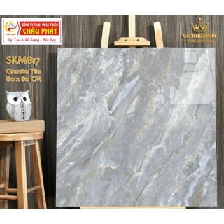 GẠCH LÁT NỀN - ỐP MẶT TIỀN 80X80 KHẮC KIM VÀNG SKM817