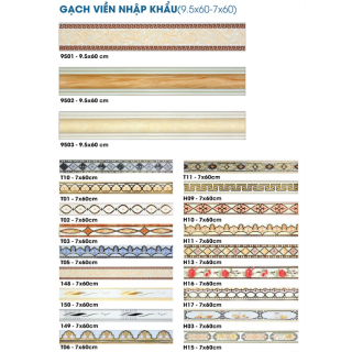 GẠCH VIỀN CHỈ NHẬP KHẨU 9.5X60CM V&Agrave; 7X60CM