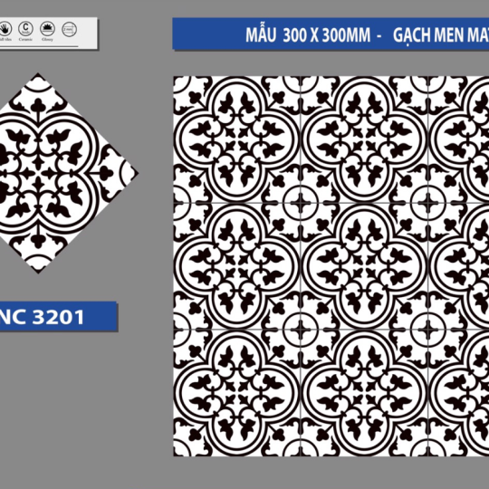 GẠCH BÔNG TRANG TRÍ 30X30 BNC3201