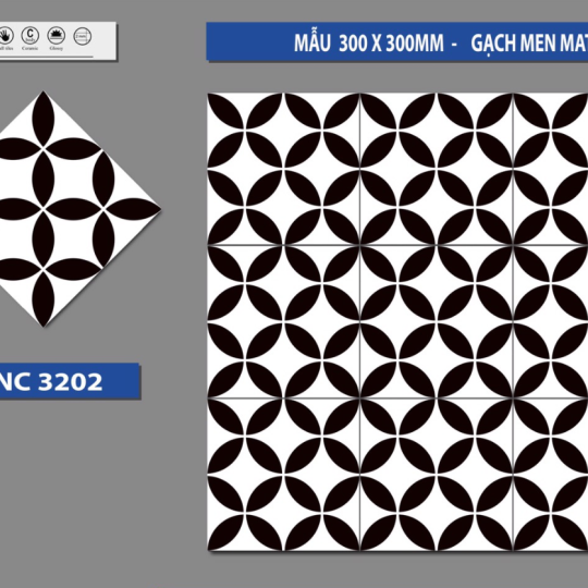 GẠCH BÔNG TRANG TRÍ 30X30 BNC3202