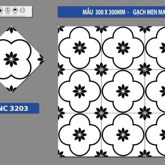GẠCH BÔNG TRANG TRÍ 30X30 BNC3203