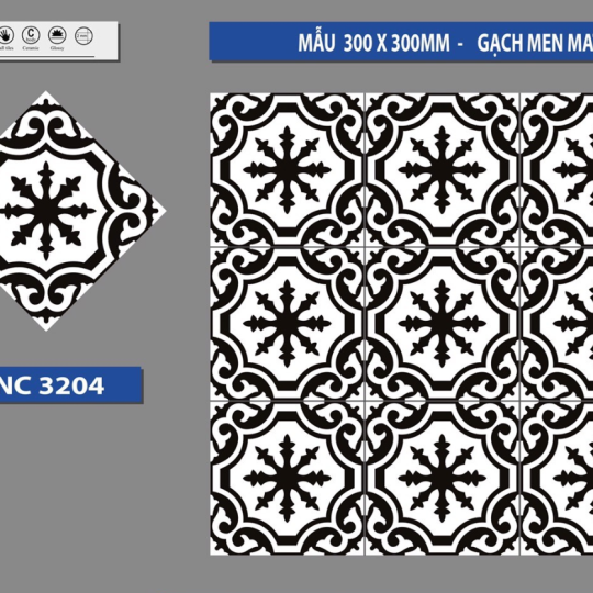 GẠCH BÔNG TRANG TRÍ 30X30 BNC3204