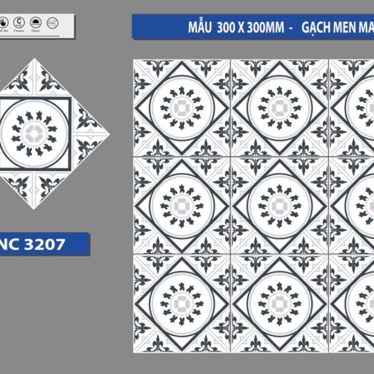 GẠCH BÔNG TRANG TRÍ 30X30 BNC3207