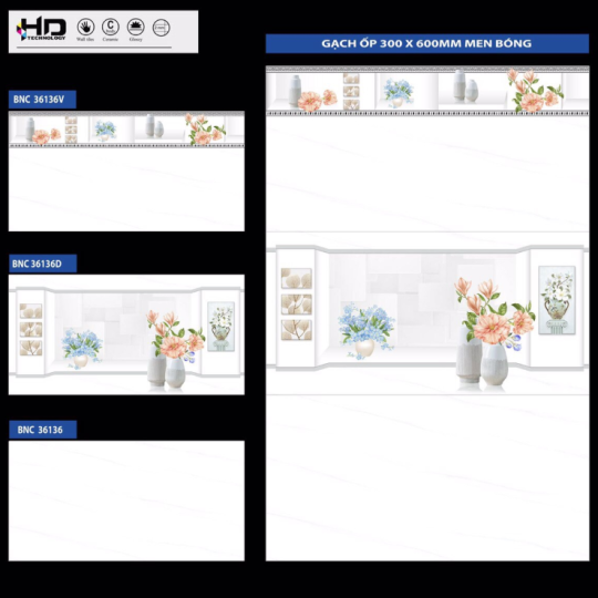 GẠCH ỐP TƯỜNG 30X60 BNC 36136 - 36136D-36136V