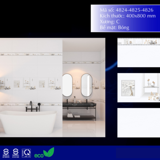 GẠCH ỐP TƯỜNG 40X80 MAXIMOS 4824 - 4826