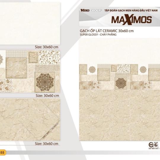 Gạch Ốp Tường Vitto 30x60 Men Bóng Kính Vàng Vân Đá 5071- 5072- 5073- 5295