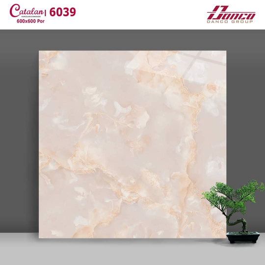 Gạch Lát Nền 60x60 Bóng Kính Vân Vàng Catalan 6039
