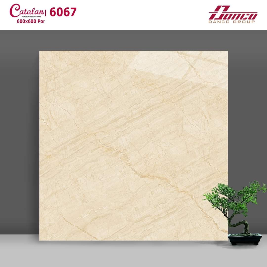 Gạch Lát Nền 60x60 Bóng Kính Vân Đá Vàng Catalan 6067