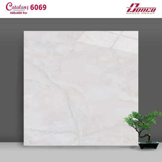 Gạch Lát Nền 60x60 Bóng Kính Vân Đá Kem Catalan 6069