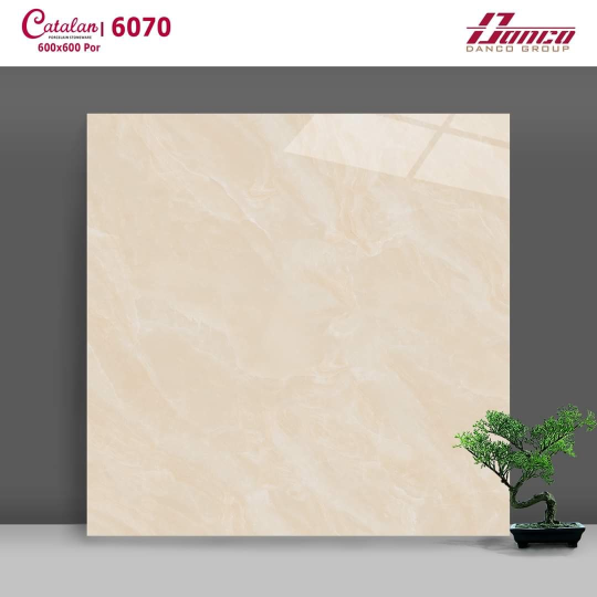 Gạch Lát Nền 60x60 Bóng Kính Vân Mây Vàng Catalan 6070