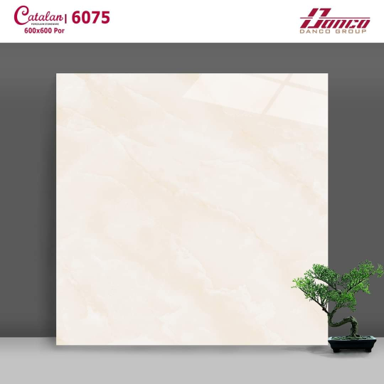 Gạch Lát Nền 60x60 Bóng Kính Vân Mây Vàng Catalan 6075