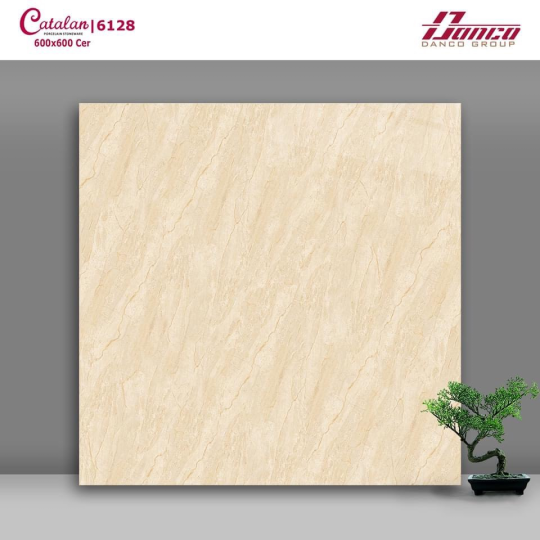 Gạch Lát Nền 60x60 Men Bóng Vàng Vân Mây Catalan 6128