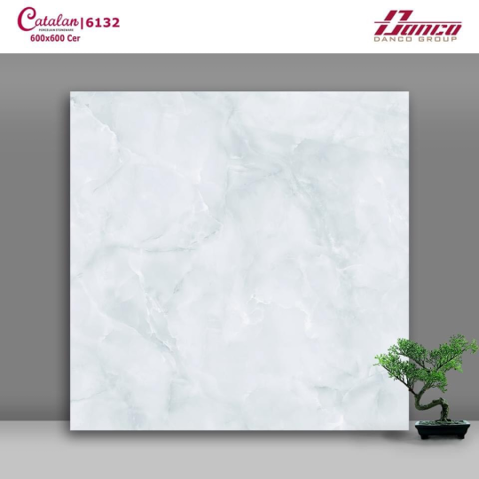 Gạch lát nền 60x60 Men Bóng Trắng Vân Xanh Catalan 6132