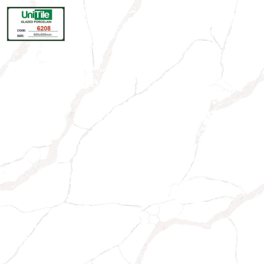 Gạch Lát Nền Vitto 60x60 Bóng Kính Trắng Vân Khói 6208
