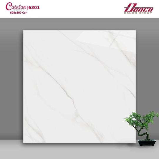 Gạch lát nền 60x60 Men Bóng Kính Trắng Vân Khói Catalan 6301