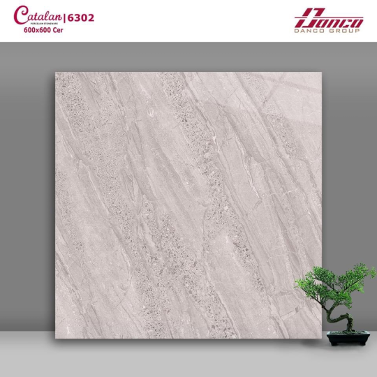 Gạch lát nền 60x60 Men Bóng Kính Vân Đá Xám Catalan 6302