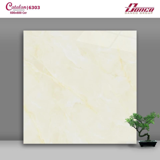 Gạch lát nền 60x60 Men Bóng Kính Vân Mây Vàng Catalan 6303