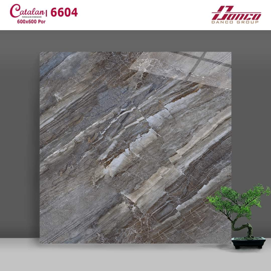 Gạch Lát Nền - Ốp Mặt Tiền 60x60 Vân Đá Xám Xanh Catalan 6604