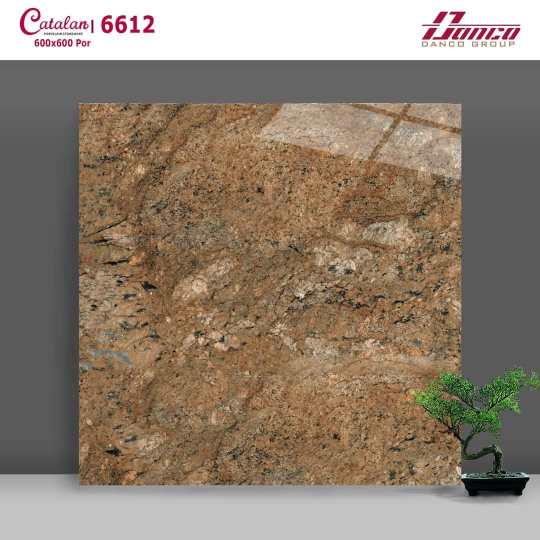 Gạch Lát Nền - Ốp Mặt Tiền 60x60 Vân Đá Vàng Catalan 6612