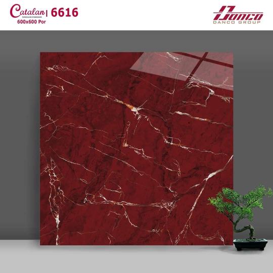 Gạch Lát Nền - Ốp Mặt Tiền 60x60 Vân Đá Đỏ Catalan 6616
