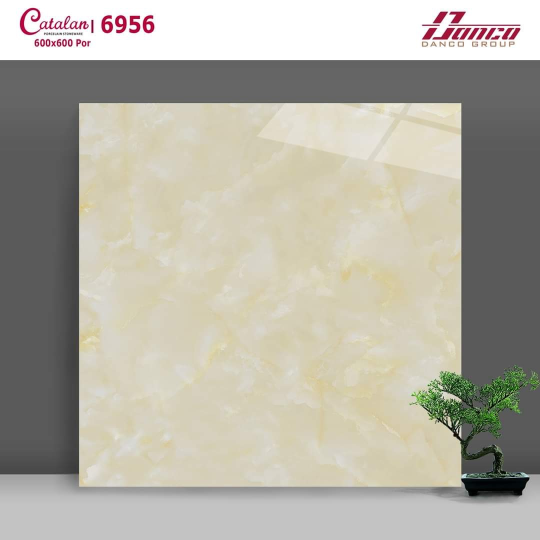 Gạch Lát Nền 60x60 Bóng Kính Vàng Vân Mây Catalan 6956